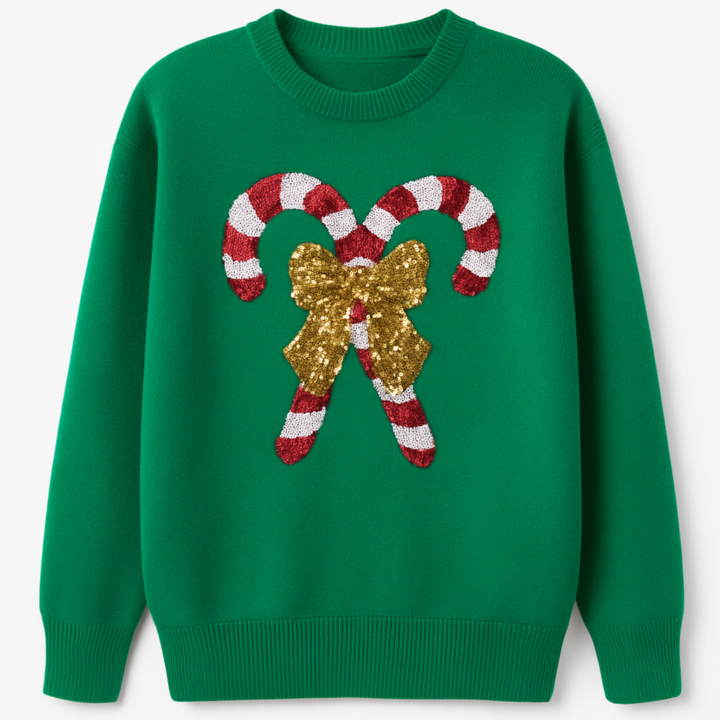 Candy Cane Bow Sweater