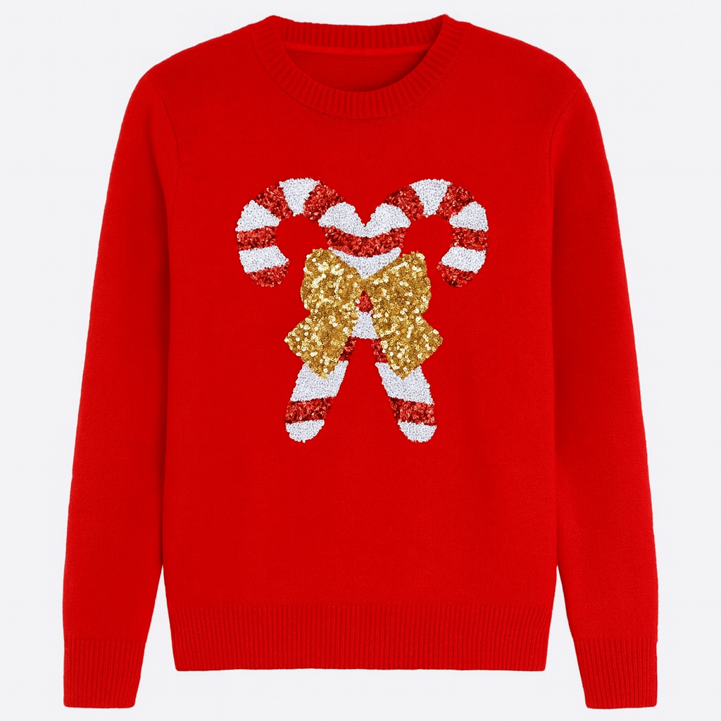 Candy Cane Bow Sweater