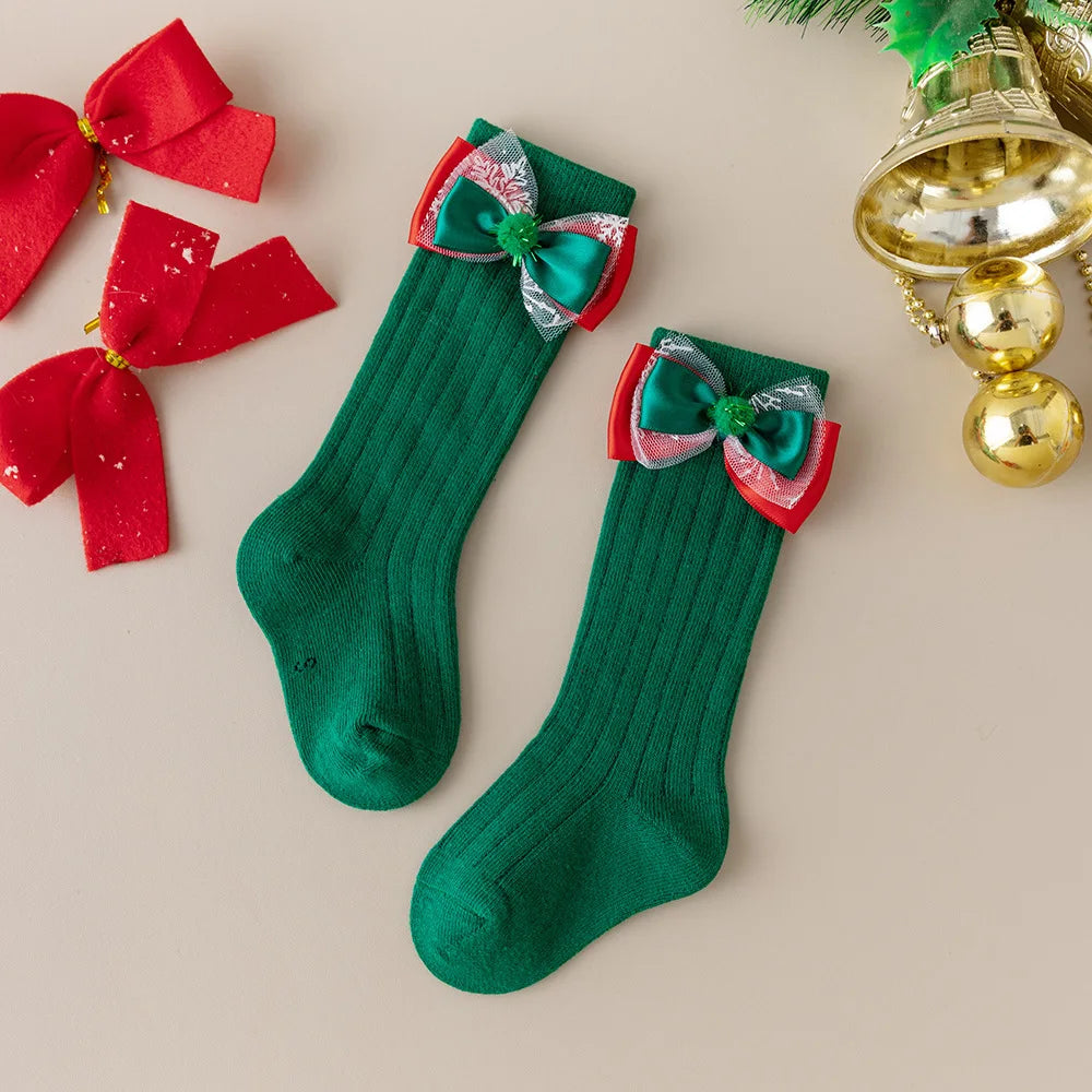 Baby Santa Bow Socks