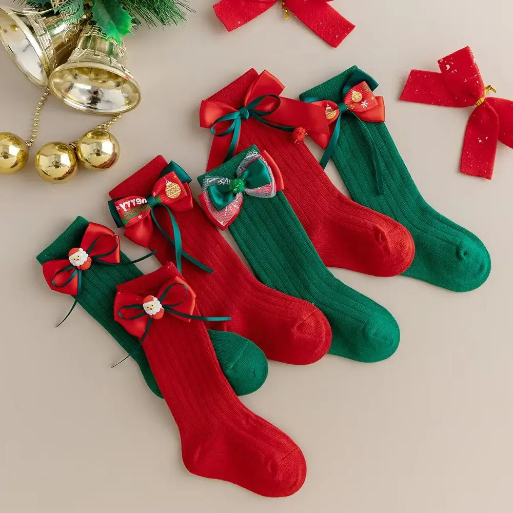 Baby Santa Bow Socks